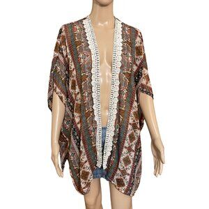 Jolt Kimono Coverup with Crochet Borders Size Medium